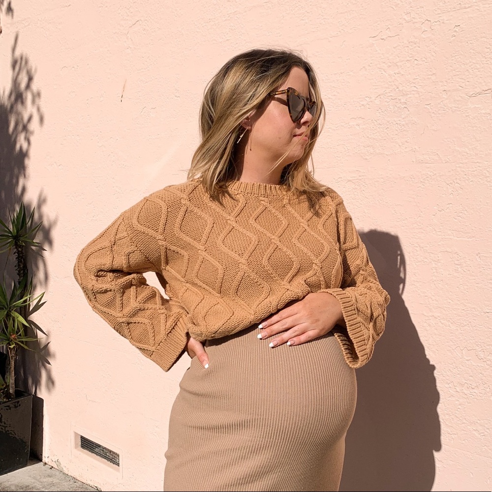 Sovere textured tan knit sweater - Picture 3 of 3